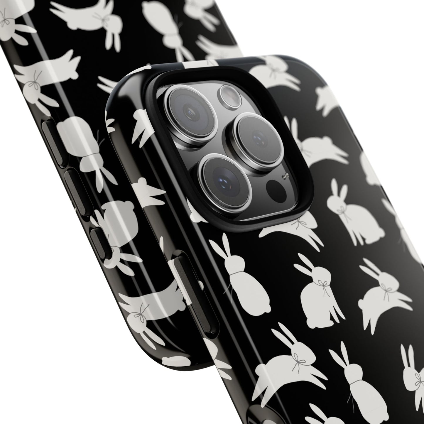 Hop-Proof Style – Bunny Pattern Tough Phone Case 🖤🐰