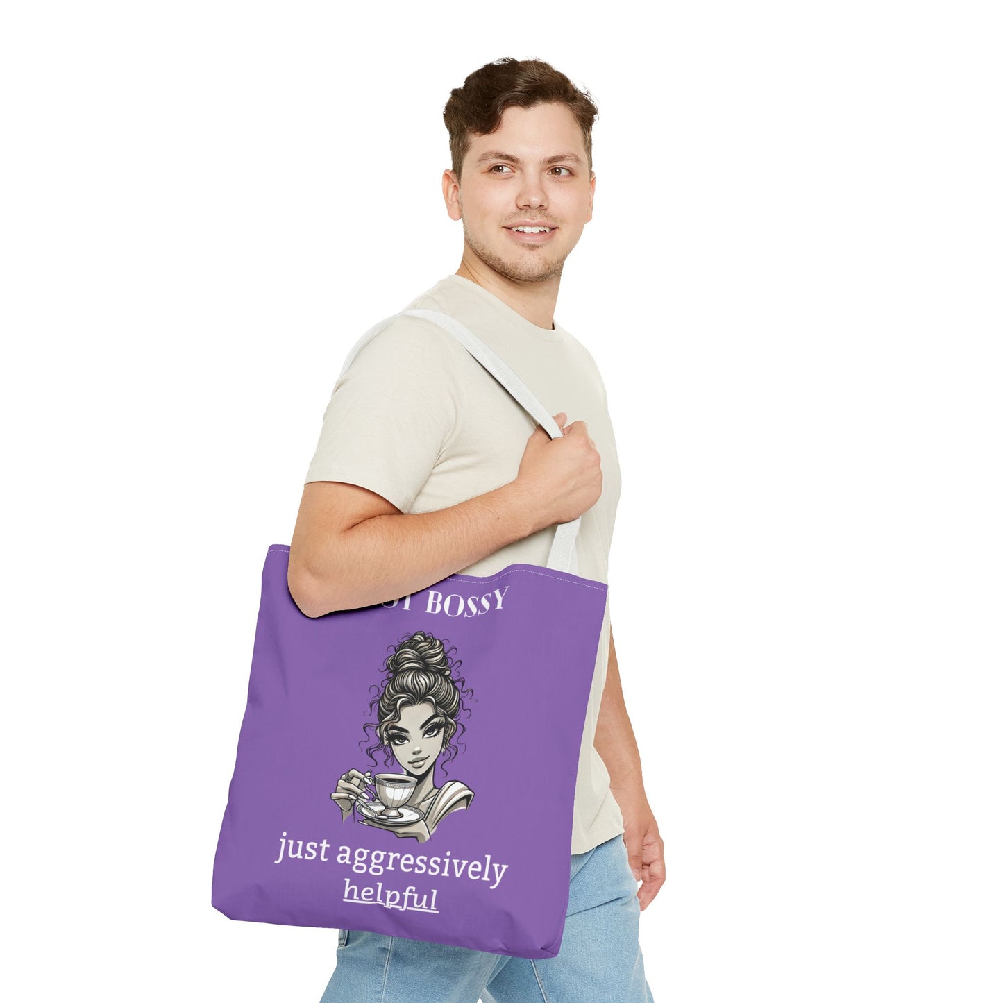💜 Not Bossy, Just Aggressively Helpful – Statement Tote Bag