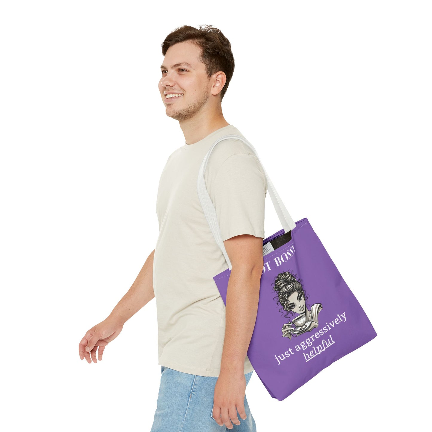💜 Not Bossy, Just Aggressively Helpful – Statement Tote Bag