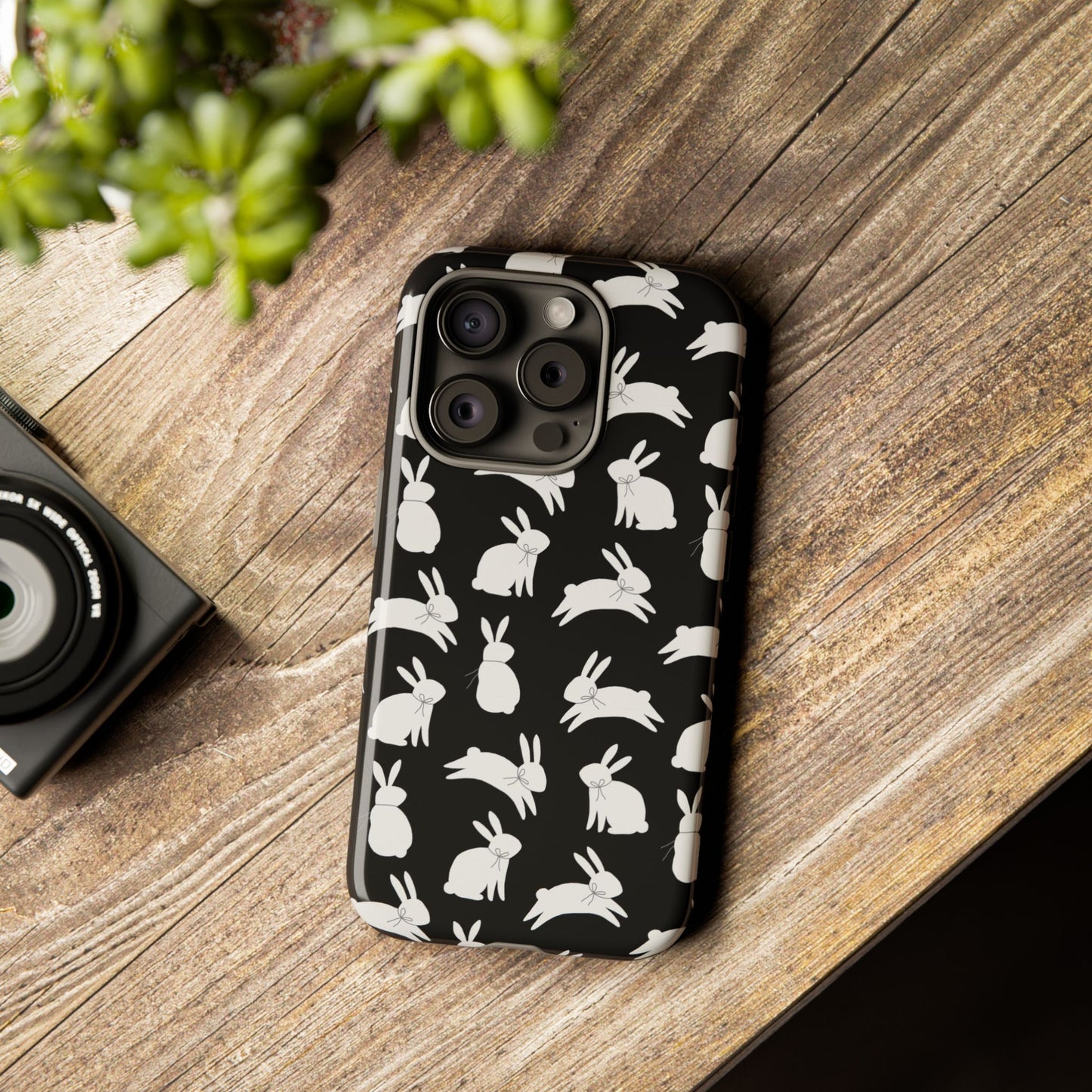 Hop-Proof Style – Bunny Pattern Tough Phone Case 🖤🐰