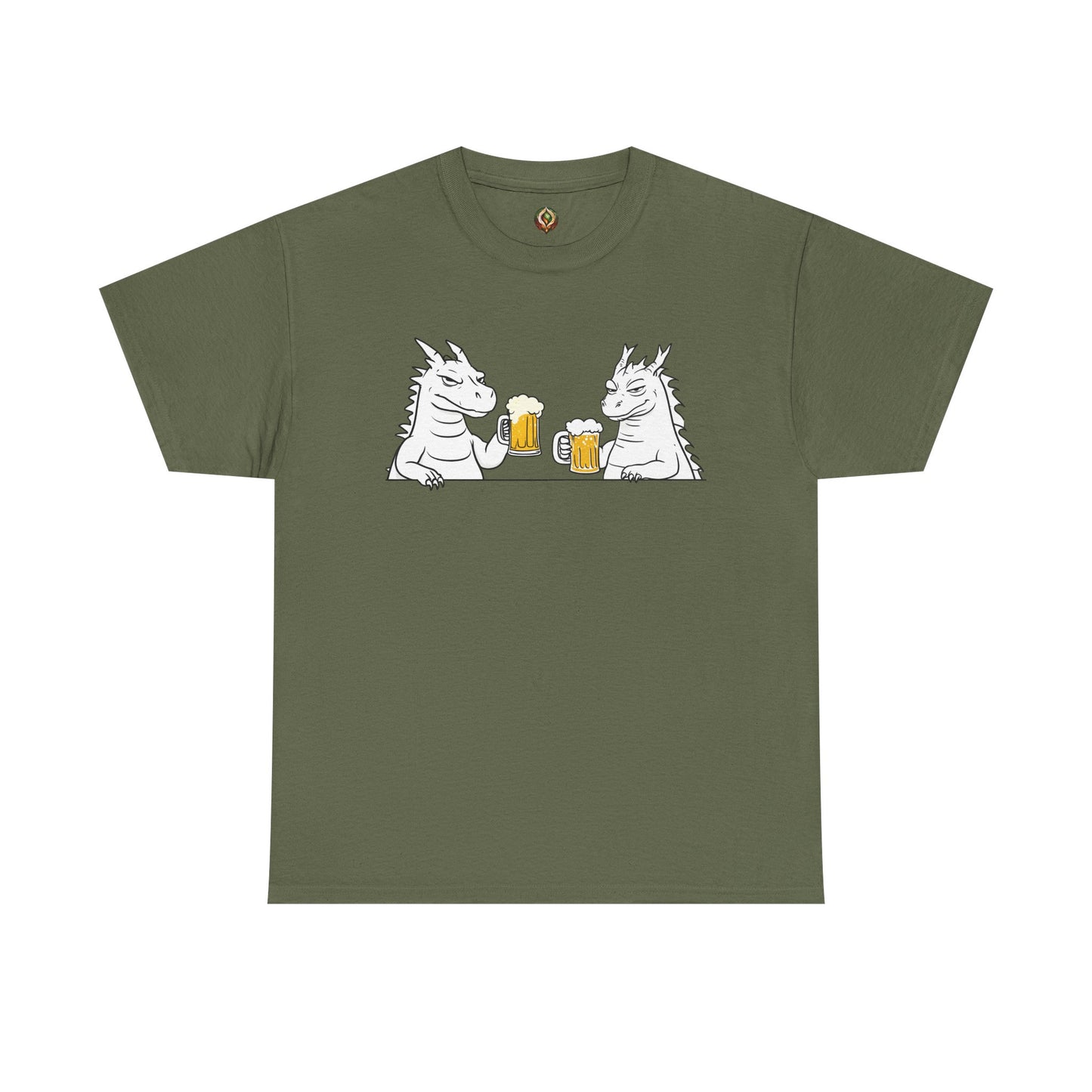 Cheers, Dragons! Unisex Heavy Cotton Tee – Mythical Beasts & Beer Bliss 🍻🐉