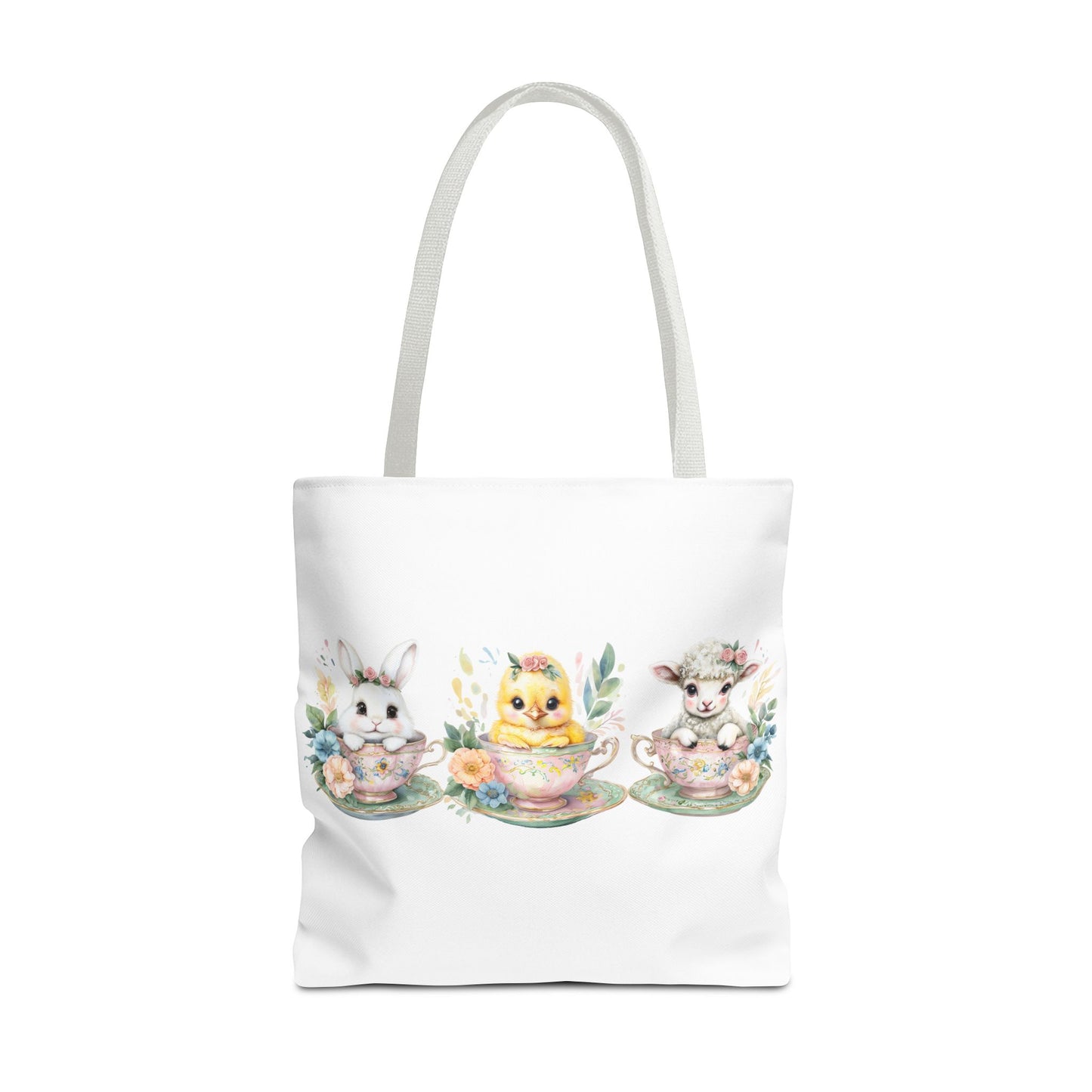 “Springtime Sippers” – Easter Teacup Cuties Tote Bag 🐰🐣🐑