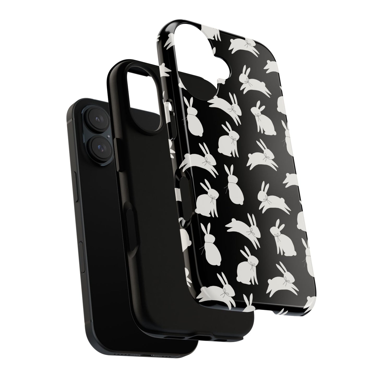 Hop-Proof Style – Bunny Pattern Tough Phone Case 🖤🐰