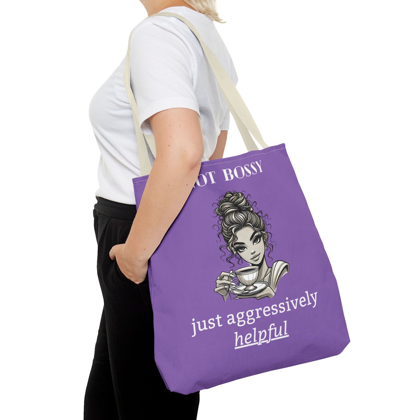 💜 Not Bossy, Just Aggressively Helpful – Statement Tote Bag