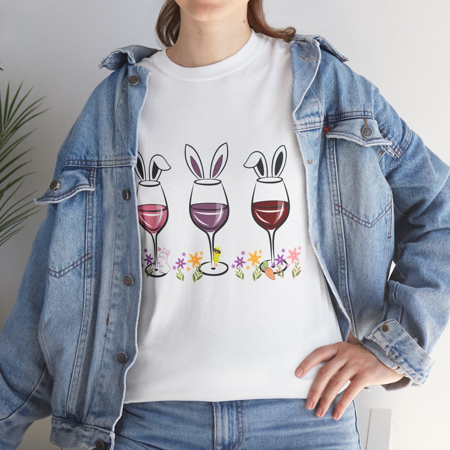 Bunny Ears & Wine Cheers – Unisex Heavy Cotton Tee 🍷🐰